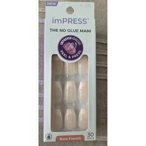 ImPress No Glue Mani "Bare French"  Medium 30 Peel & Press Nails‎  New
